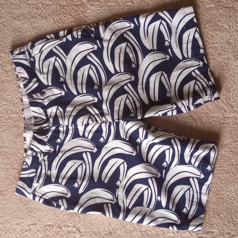 Jack‎ Spade 9" Bermuda Shorts Blue White Banana Print Bleecker Street New York
